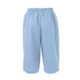 thumbnail image 4 of Women's 2026 Summer Cotton Linen Capris Elastic Drawstring High Waist Loose Casual Cropped Beach Pants Light Blue S, 4 of 7