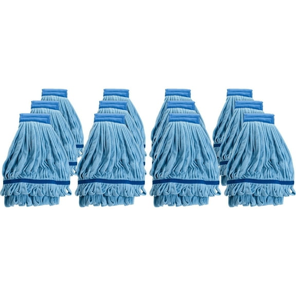 Genuine Joe Microfiber Wet Mophead Refill - Microfiber, Yarn, Canvas - Blue