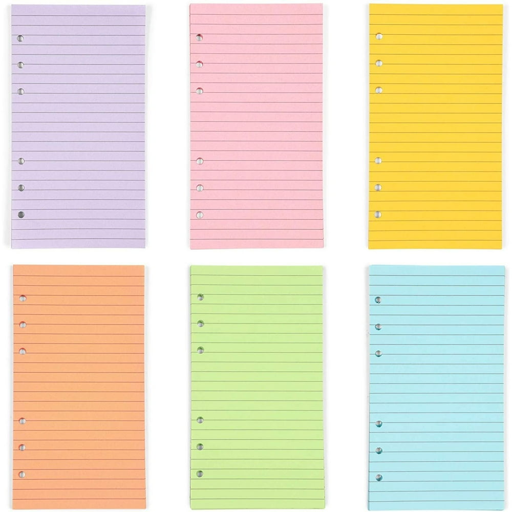 A6 Refill Paper for 6 Ring Binder & Journal, Lined 6 Hole Punch Inserts