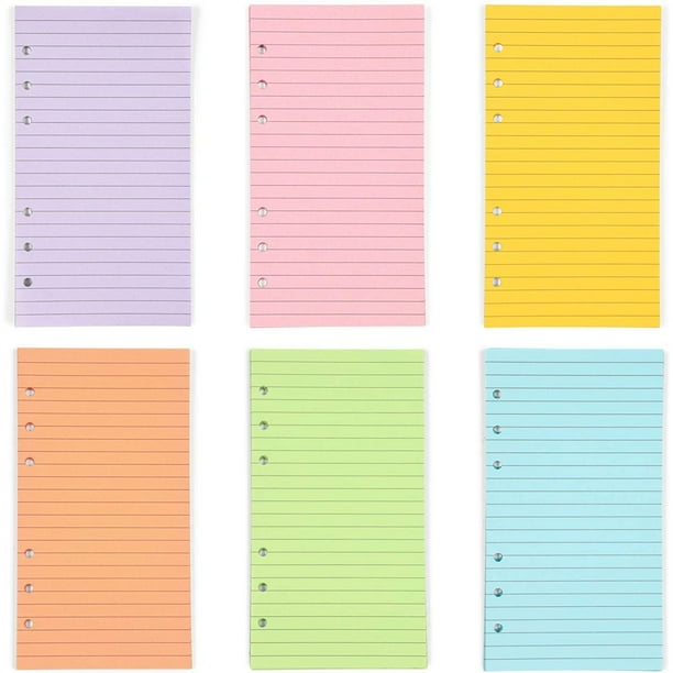 A5 Refill Paper for 6 Ring Binder & Journal, Lined 6 Hole Punch Inserts