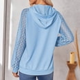 thumbnail image 3 of Sudadera con capucha de encaje de manga larga, cuello redondo, jersey con cordón, sudadera con capucha informal de moda para mujer, azul S, 3 of 5
