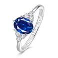 thumbnail image 3 of 1.5ct Oval Cut Created Sapphire Engagement Promise Rings for Women Sterling Silver Solitaire Ring Jewelry Gift, 3 of 5