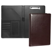 Uxcell A4 Business Portfolio PU Leather Padfolio Organizer Legal Document Folder Professional, Dark Brown