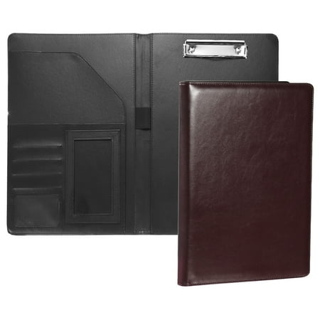 Uxcell A4 Business Portfolio PU Leather Padfolio Organizer Legal Document Folder Professional, Dark Brown