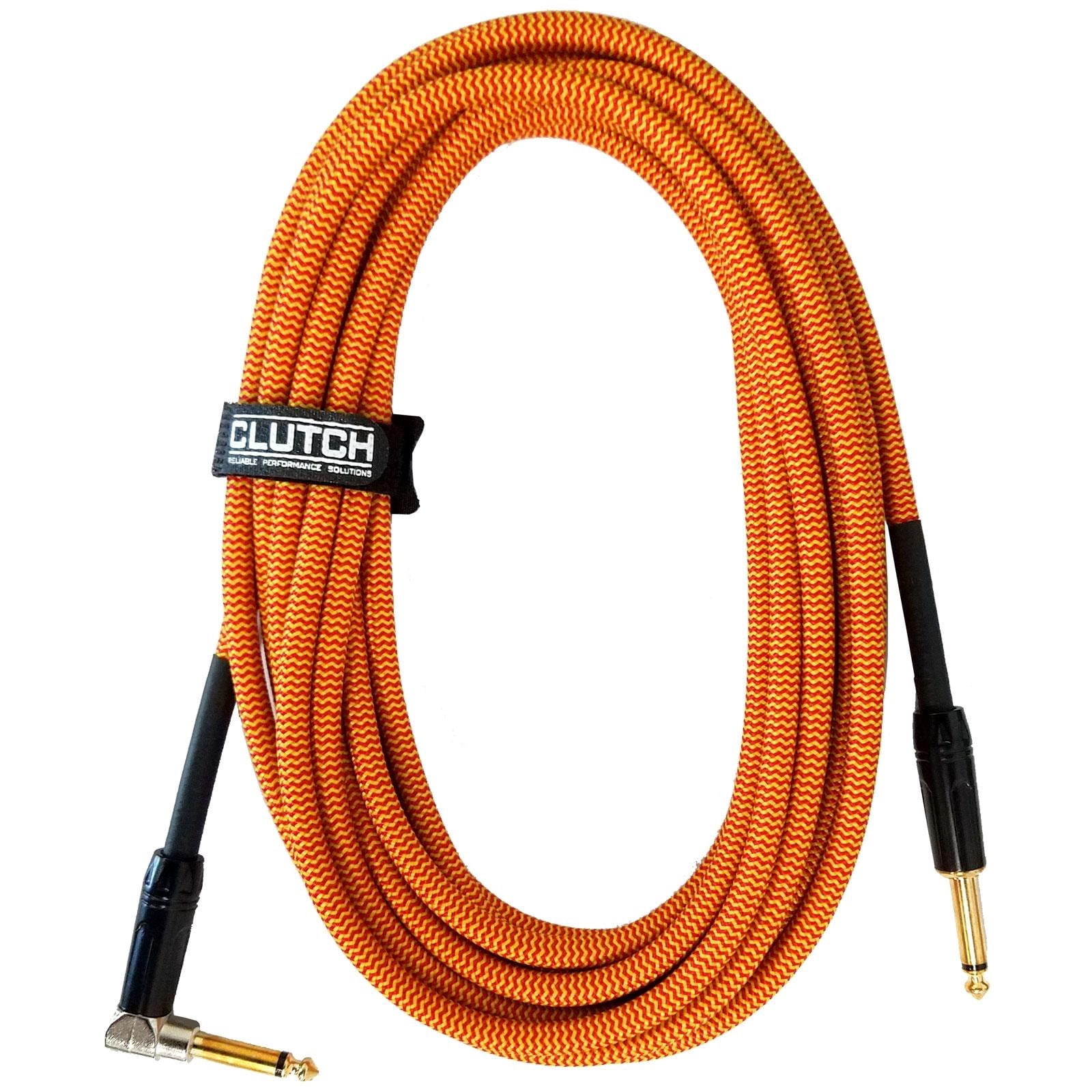 (8) Clutch 20 foot Right Angle 1/4" TS to straight 1/4" TS Instrument Cables with Carry Case Package