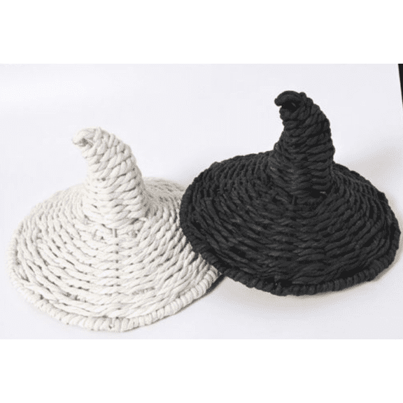 MInHoues 2Pack Halloween Ghost Witch Hat, 6.3x3.9 Inch Black White