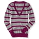 thumbnail image 1 of Suéter de punto con cuello en V Aeropostale para mujer morado mediano, 1 of 2