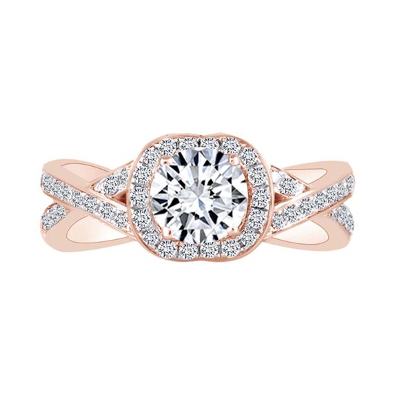 AFFY 0.34 Carat (Cttw) White Natural Diamond Semi Mount Crisscross Classic Engagement Ring 14k Solid Rose Gold (I-J Color, I2-I3 Clarity) Ring Size-5