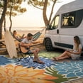 thumbnail image 3 of Arenarug 5'x8' Tropical Floral Outdoor Rug, Washable Waterproof Chenille Carpet for Patio Deck Porch Living Room, Rainbow, 3 of 7