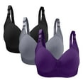 thumbnail image 2 of EOYWHK 3PC Bras for Women No Underwire, 3PC Woman's Large Size Solid Color Without Steel Ring Gathering Comfortable Bras Daily Bra, 2 of 3