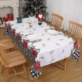 thumbnail image 2 of Yesfashion Gingham Bordered Christmas Table Cloth Wipe Clean, Water Resistant Fabric Tablecloth with Flower Print, 60 x 102, Black and White, 2 of 4