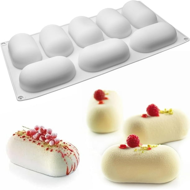 Molde de pastel de mousse en forma de almohada Molde de silicona de 8 orificios Molde de pastel de mousse para hornear Molde de hornear 3D Molde de pastelería de pastel de queso de chocolate de g