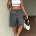 thumbnail image 2 of TaTaai Women Casual Solid Pleated Up Shorts Loose Linen Blend Knee Length Pants With Pockets Fashion Daily Home Wear Gift, 2 of 9