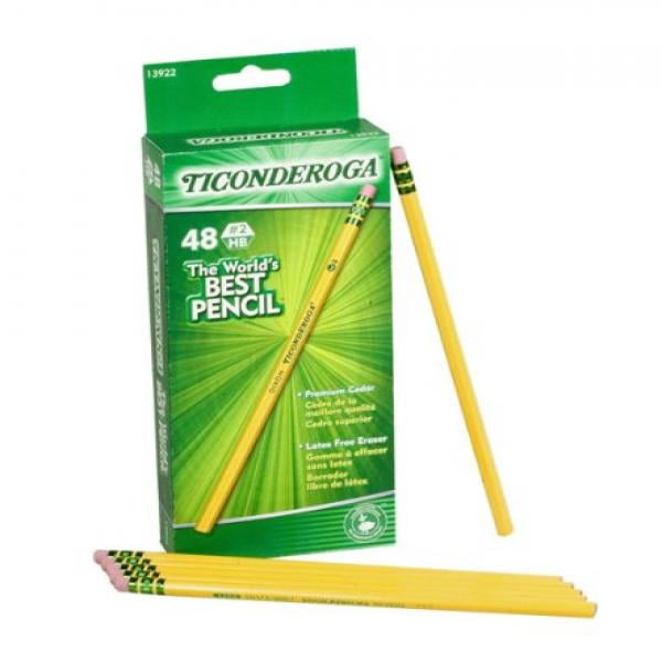 Dixon Ticonderoga Woodd 2 Pencils, 48, Yellow (13922)