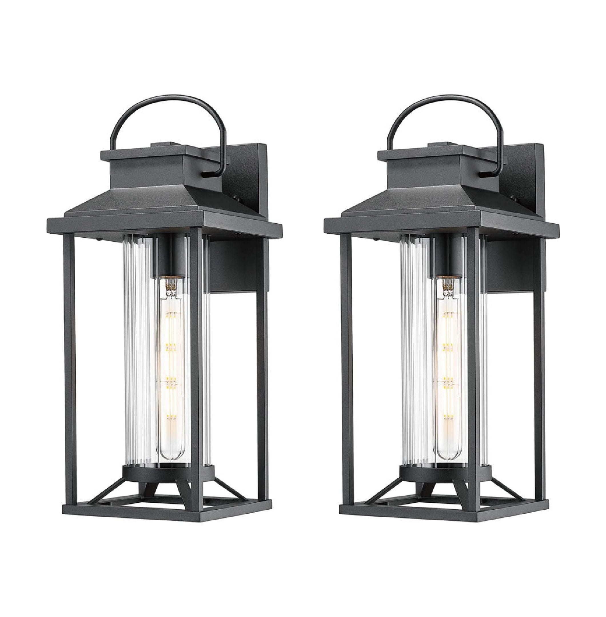 Outdoor Porch Lights, Textured Black Exterior Lighting Fixtures Wall Mount, Modern Outdoor Wall Sconce Lantern for House, Front Porch, Anti-Rust Waterproof Outdoor Garage Lights for Coach (2 pack)