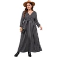 thumbnail image 2 of Vestido maxi de manga larga de talla grande para mujer con cuello en V y cintura imperio, vestidos largos casuales sueltos, vestido de invierno de talla grande, 2 of 5