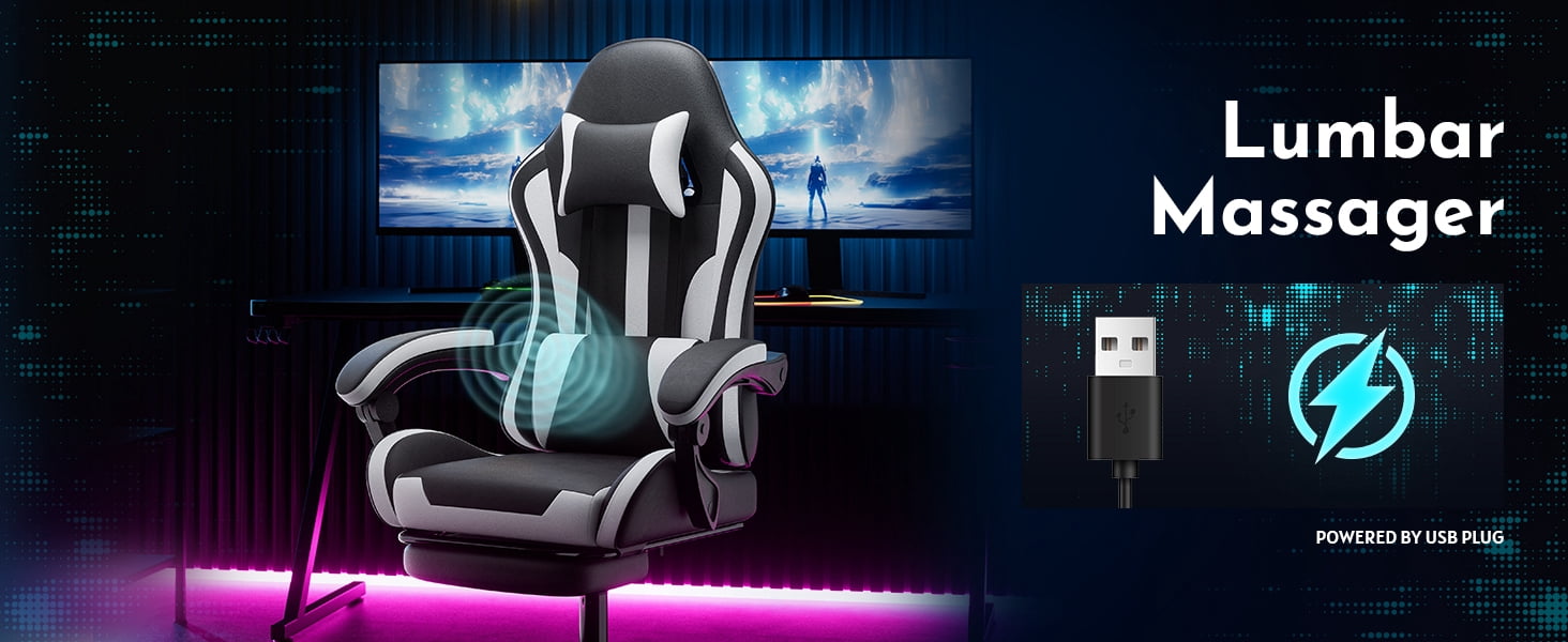 Leumius Gaming Chair,Ergonomic Office Computer Desk Chair with Footrest and Lumbar Support,360° Swivel Chairs for Office Home Gaming,Black