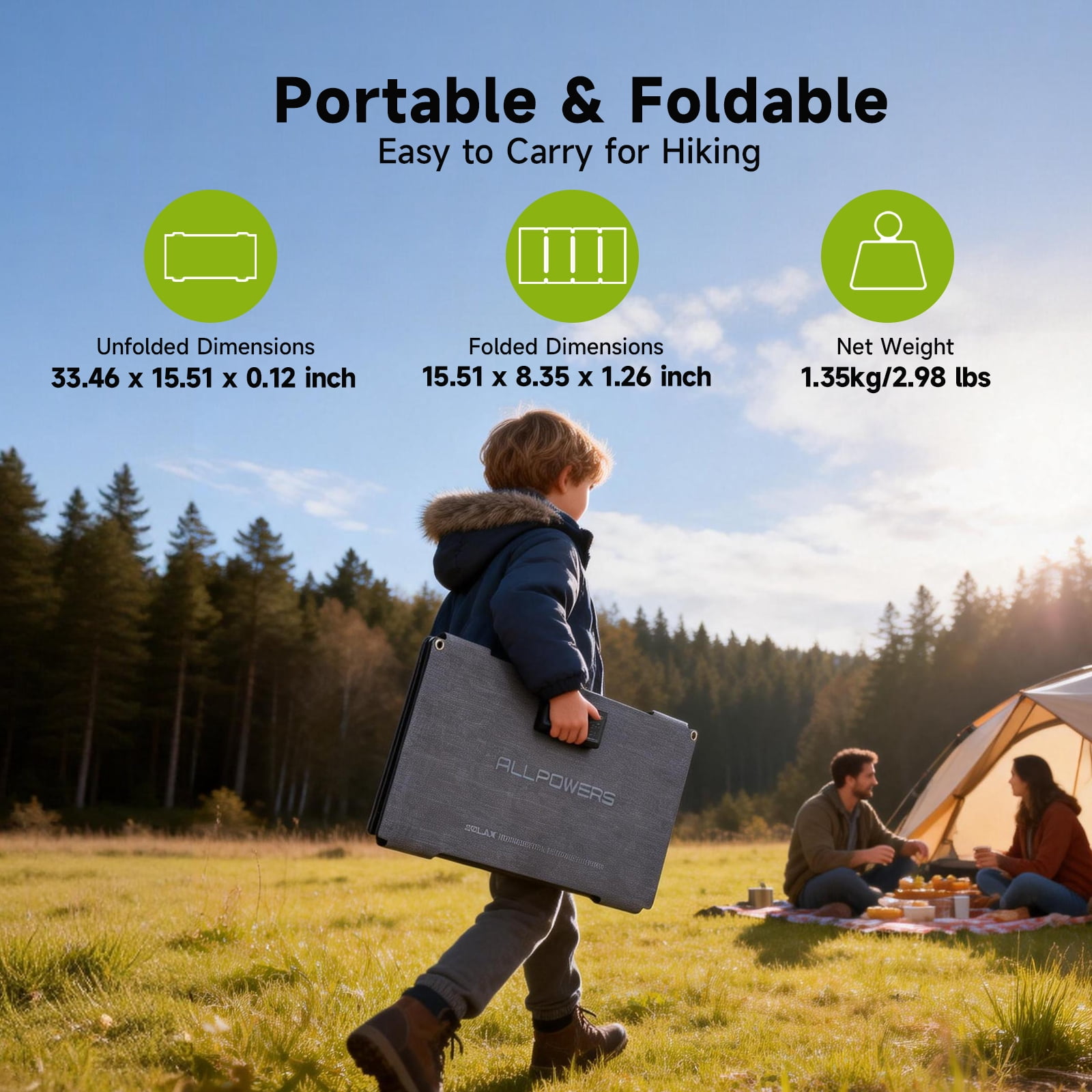 ALLPOWERS SE60 60W Portable Solar Panel for Power Station, Foldable Solar Charger, IP68 Waterproof for Camping, RV, Off-Grid & Emergency Power