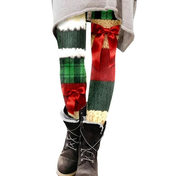 CONZONE Christmas Womens Leggings Xmas Graphic Print Yoga Pants for Women Trendy Stretch Skinny Fit Warm Fall Winter Tights