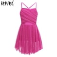 thumbnail image 2 of Leotardo de gimnasia para niñas, vestido de patinaje artístico brillante, camisola de malla con empalme de bailarina, vestido superpuesto de baile de Ballet lírico, 2 of 5