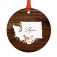 thumbnail image 1 of US State Round Metal Christmas Ornament, Rustic Wood with Florals Home, Washington, Includes Ribbon and Gift Bag, 1 of 2