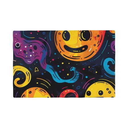 

Table Placemats Set of 6 - Playful Ghosts Night Sky 12x18 In Faux Linen Double Heat Resistant Place Mats Cloth Indoor/Outdoor Placemats Washable Table Mats for Dining Kitchen Party