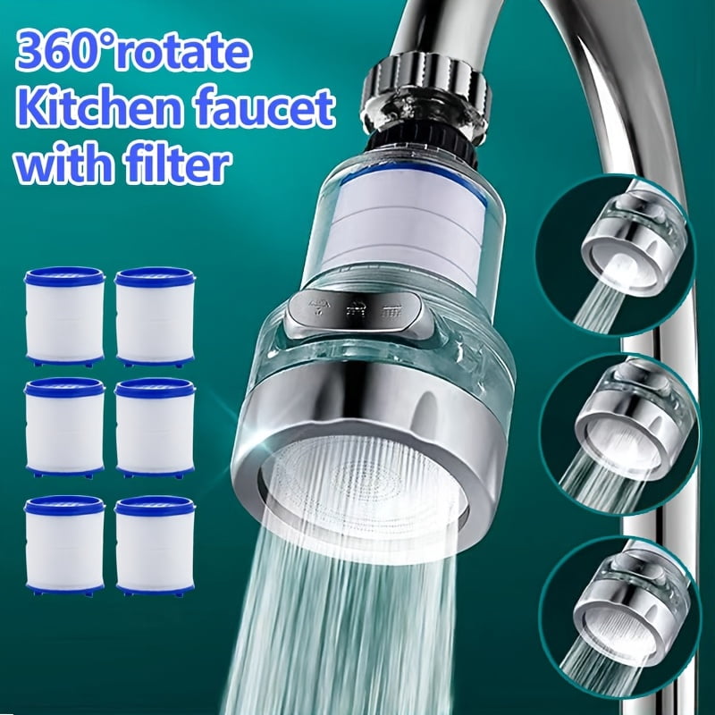 360° Rotating Faucet Spray Head, Kitchen Tap Aerator, Universal Faucet Extender with Filter, 3 Modes Rotatable Extension Faucet Filter Nozzle, Kitchen Tap Water Filter Bubbler