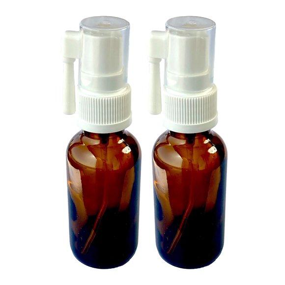 Amber Glass Empty Oral Sprayer 2-Pack for Colloidal Silver, Iodine, Essential Oils & Other Water Based Applications, 30ml (1oz) 2-Pack