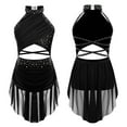 thumbnail image 3 of Raenseen Lyrical Dance Dress for Girls Front Cutout Dance Leotard Dress Figure Ice Skating Dress Dancewear Black 8, 3 of 6