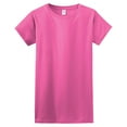 thumbnail image 5 of Gildan Softstyle Women’s T-Shirt, Short Sleeve Crew Neck Semi Fitted Cotton Tee, Azalea, S, 5 of 5