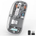thumbnail image 1 of Wireless Bluetooth Mouse Tri-Mode (BT5.1+2.4GHz) USB C Rechargeable Computer Mouse Full Transparent Silent Mouse with USB Receiver & Type C Adapter for Laptop/Mac/iPad, 1 of 7