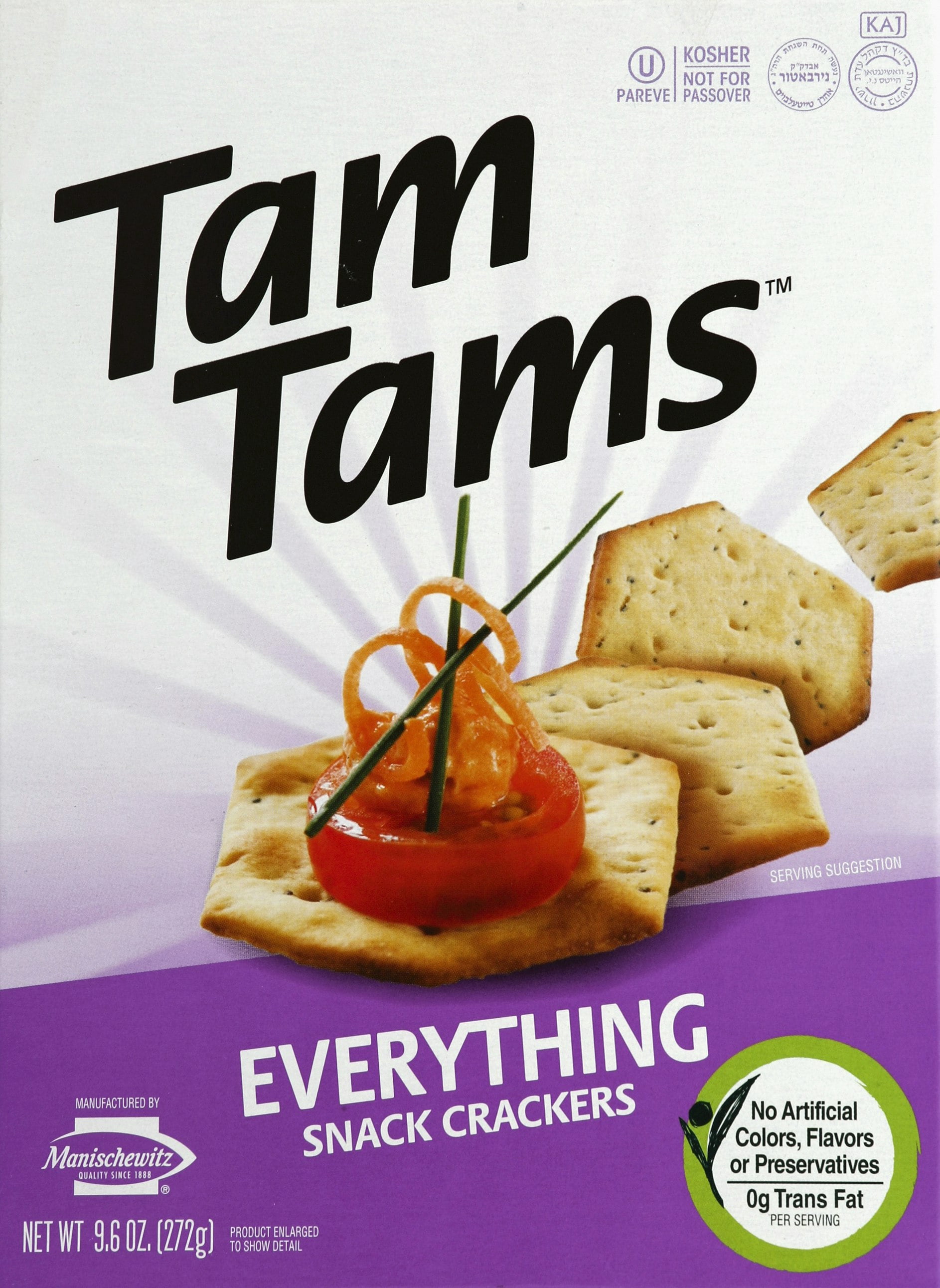 Manischewitz Everything Tam Tam Snack Crackers 9.6 oz (Pack Of 12)