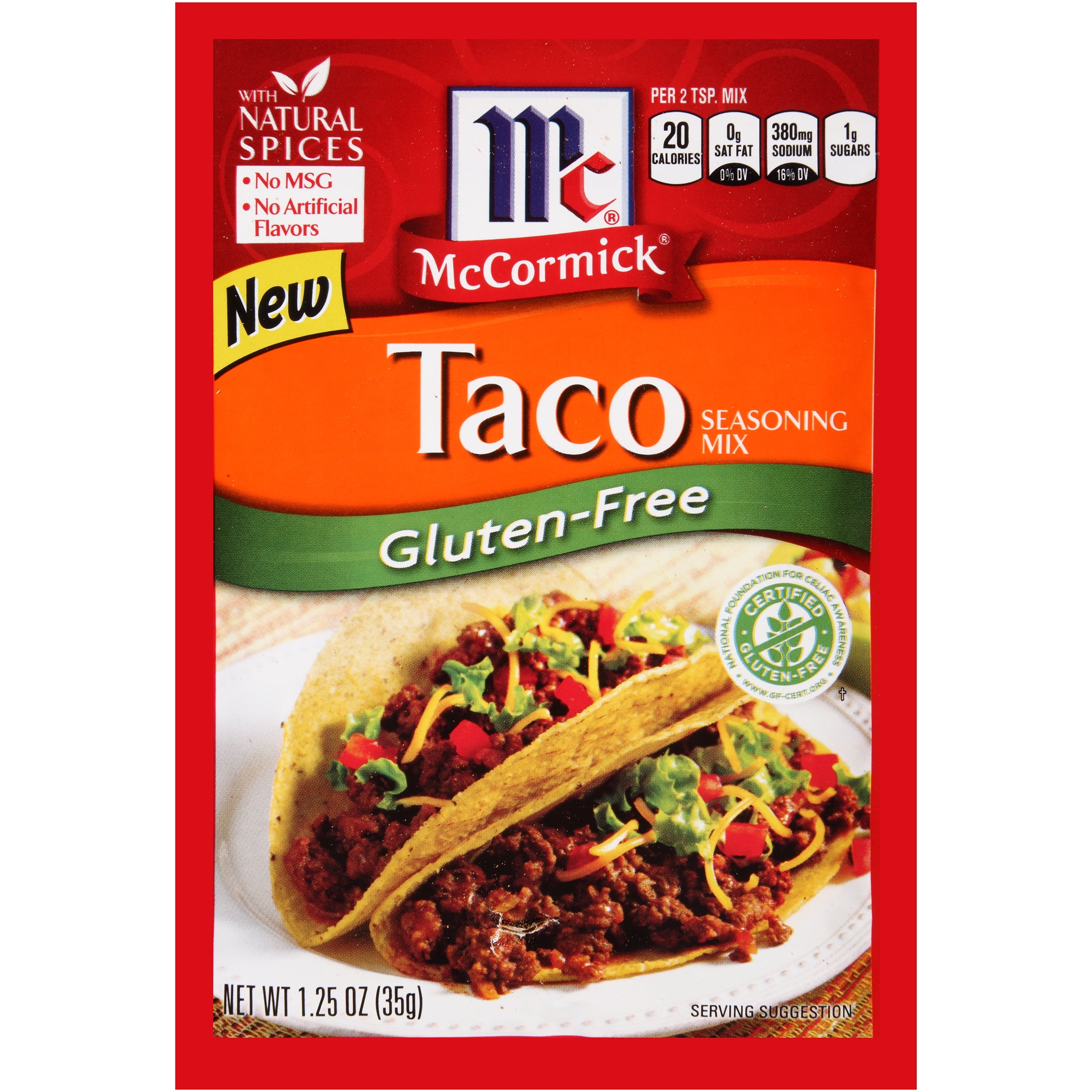McCormick Taco, Gluten Free, 1.25 OZ (Pack of 6)