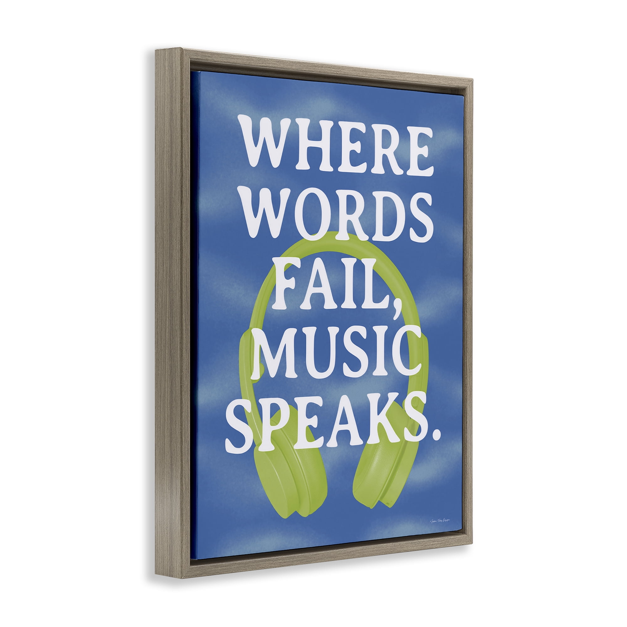 Stupell Industries Words Fail Music Speaks Entertainment Painting Brown Floater Framed Canvas Art Print Wall Art, 25 x 31