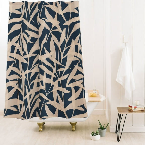 Society6 Alisa Galitsyna Organic Pattern Blue And Beige Shower Curtain 71" x 74"