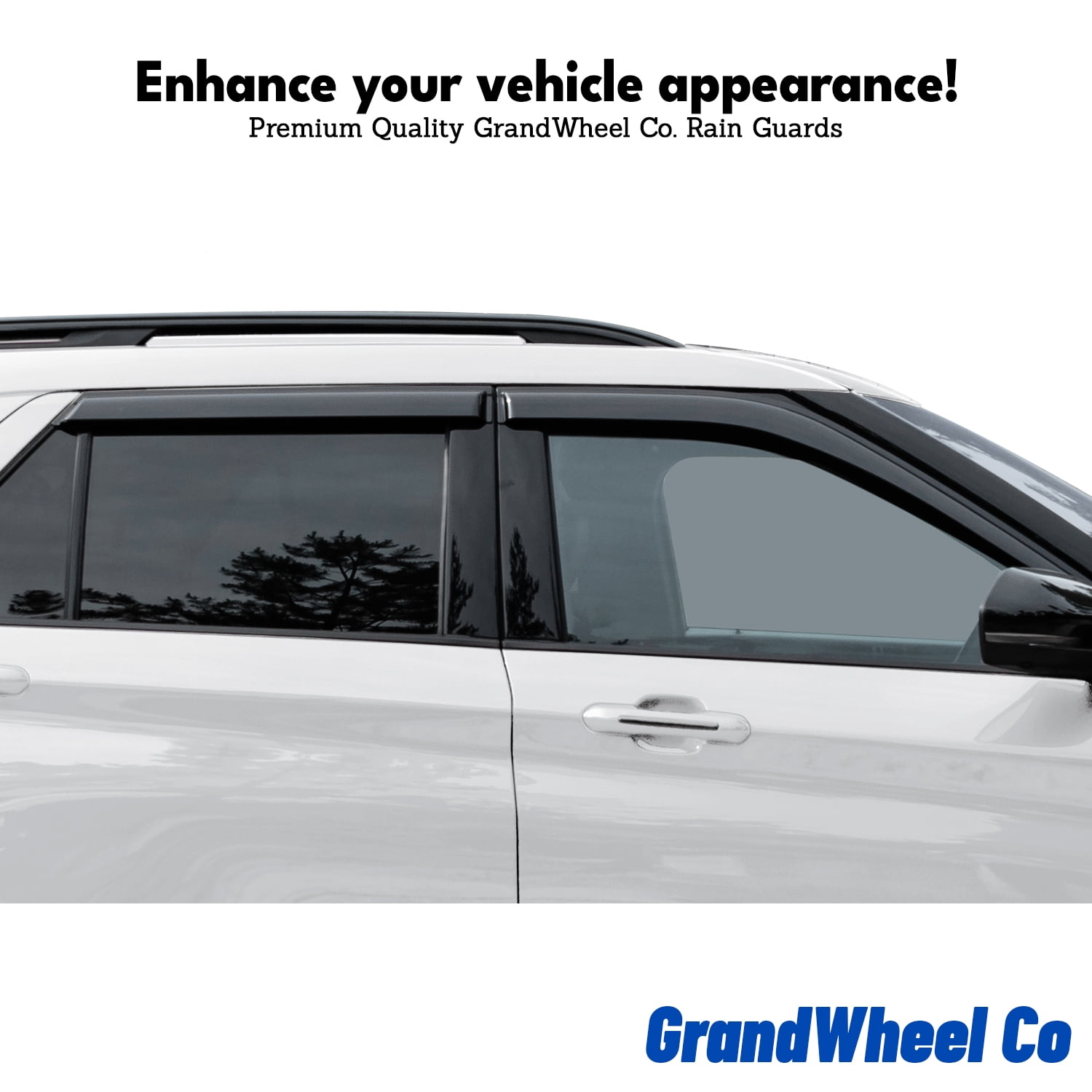GrandWheel Co Smoke Tinted Tape-On Side Window Vent Visor Deflectors Rain Guards Compatible with Toyota Tacoma Double Cab 2024-2026 - 4 pcs. GW0939