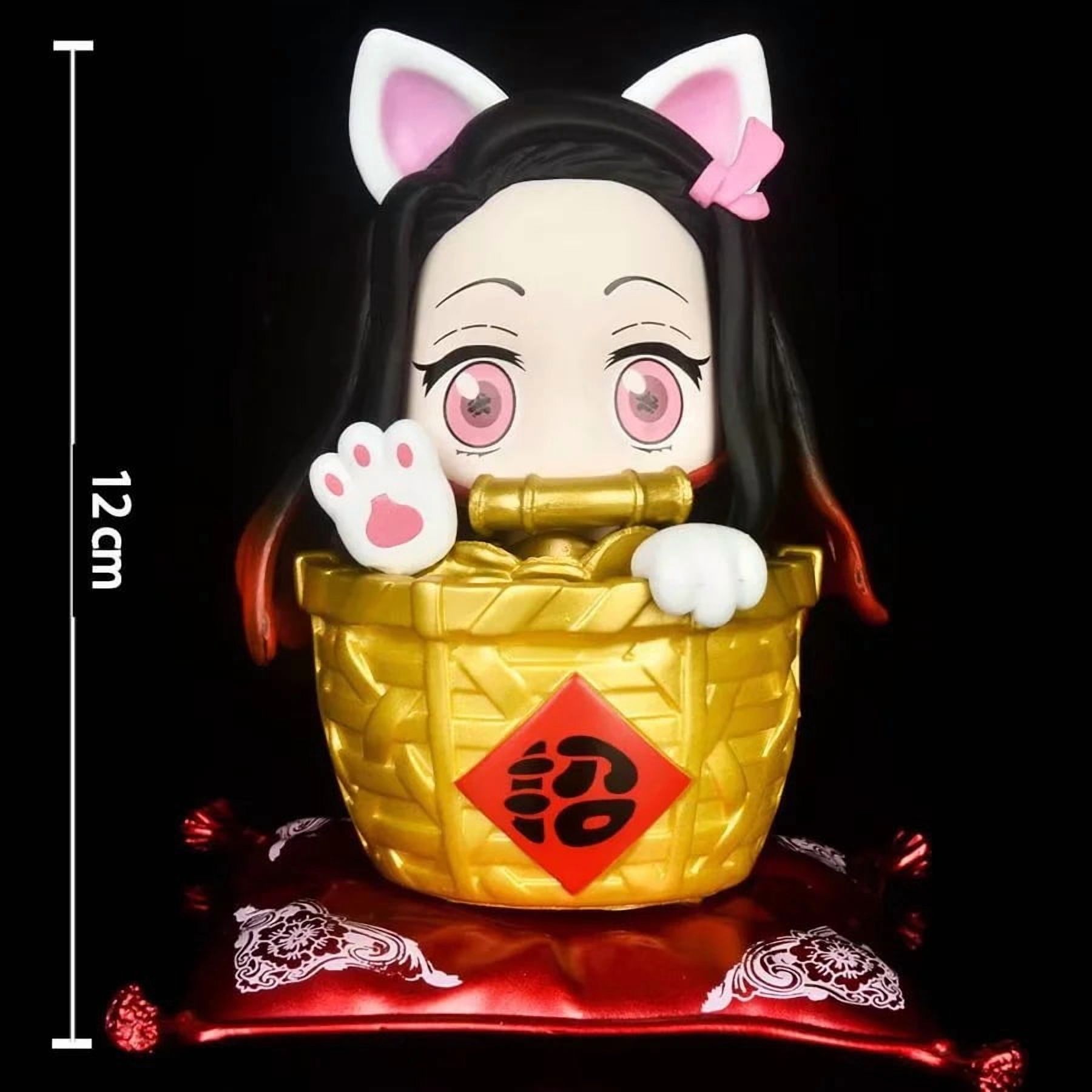 New Kamado Nezuko (Lucky Cat Ver) Character Anime Model Statue Action Figures Desktop Ornament Popular Decorations Fan Souvenirs Creative Gift Collectable