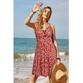 thumbnail image 2 of Womens' 2024 V Neck Floral/Solid Spaghetti Strap Summer Casual Swing Sundress with Pocket, 2 of 6