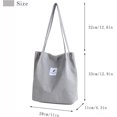 thumbnail image 3 of Corduroy Tote Bag With Zipper, Women's Shoulder Purses For Office School Shopping Travel, 3 of 4