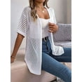 thumbnail image 3 of Summer Cardigan Women'S Short Sleeve V Neck Crochet Loose Front Open Hollow Cover Up White S, 3 of 5