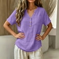 thumbnail image 5 of Summer Womens Tops 2025 Cotton and Linen Plus Size Casual Tops V-Neck Bandage Short Sleeve T-Shirts And Linen Blouse, 5 of 8