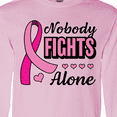 thumbnail image 4 of Inktastic Breast Cancer Awareness Nobody Fights Alone Pink Ribbon Long Sleeve T-Shirt, 4 of 5