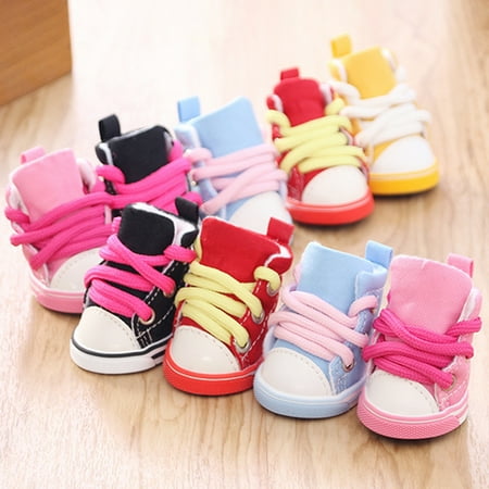 jiaroswwei 4Pcs Anti-Slip Laced Breathable Pet Shoes Boots Sneakers Dog Puppy Supplies