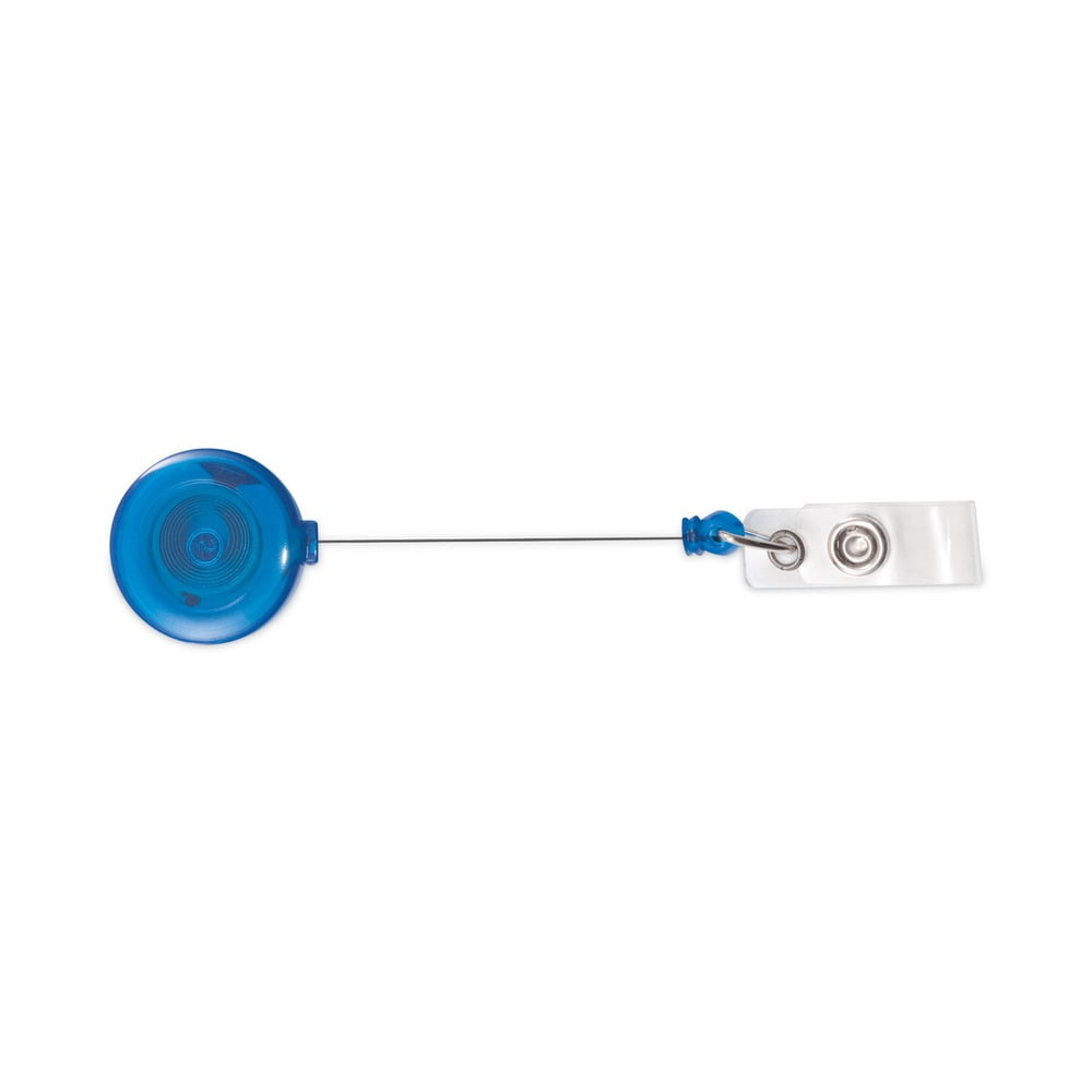 Advantus 75472 Translucent Retractable Id Card Reel, 34" Extension, Blue, 12/Pack