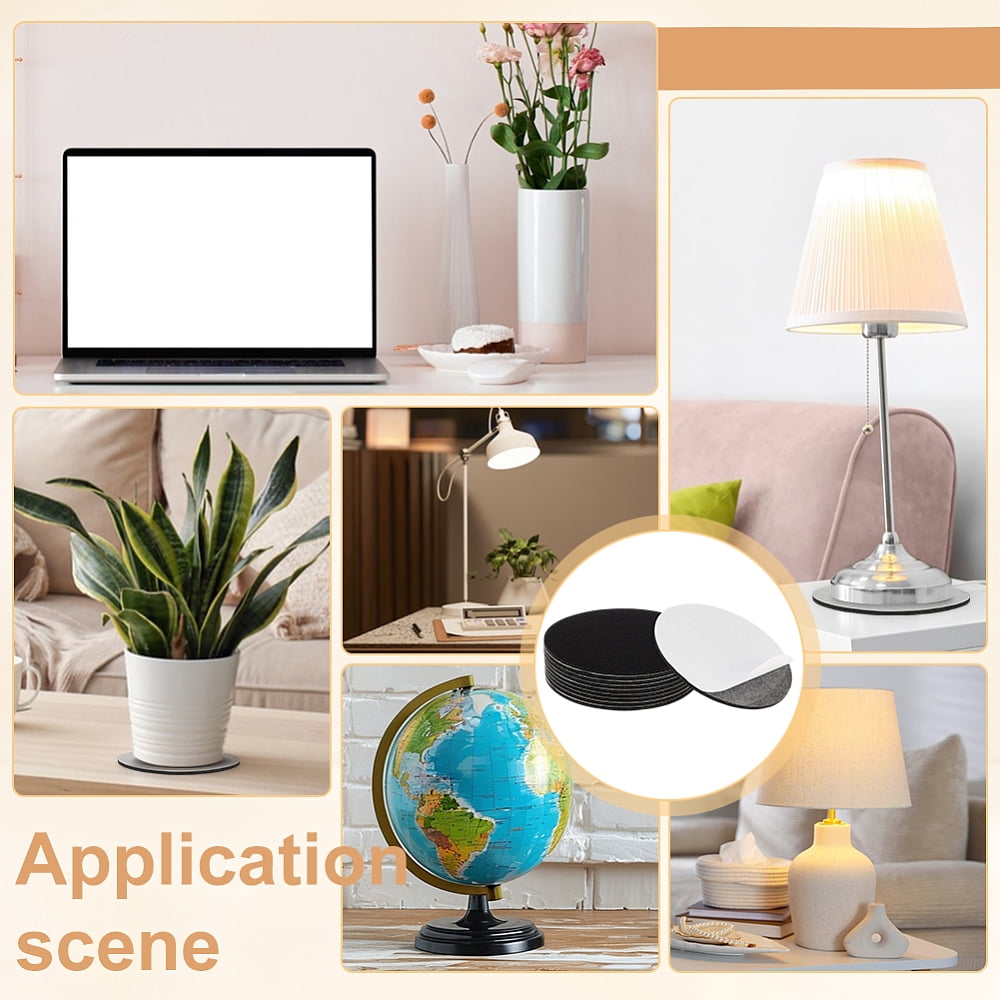 20pcs Felt Mats with Adhesive Back Flat Round Black 150x4mm DIY