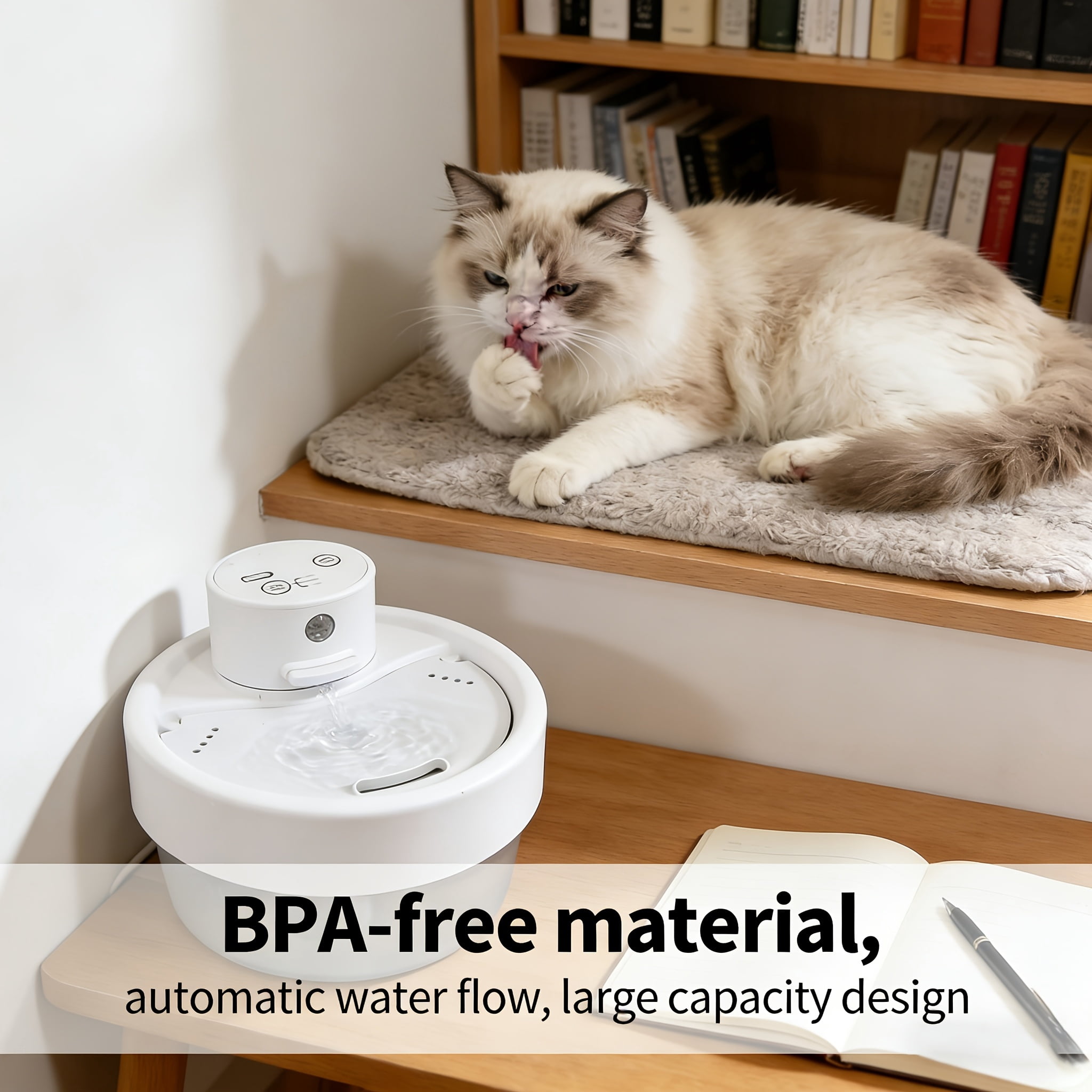 Smart USB Cat Water Fountain - Rechargeable Battery-Free Pet Dispenser with Quiet Circulating Water System for Cats & Small Dogs