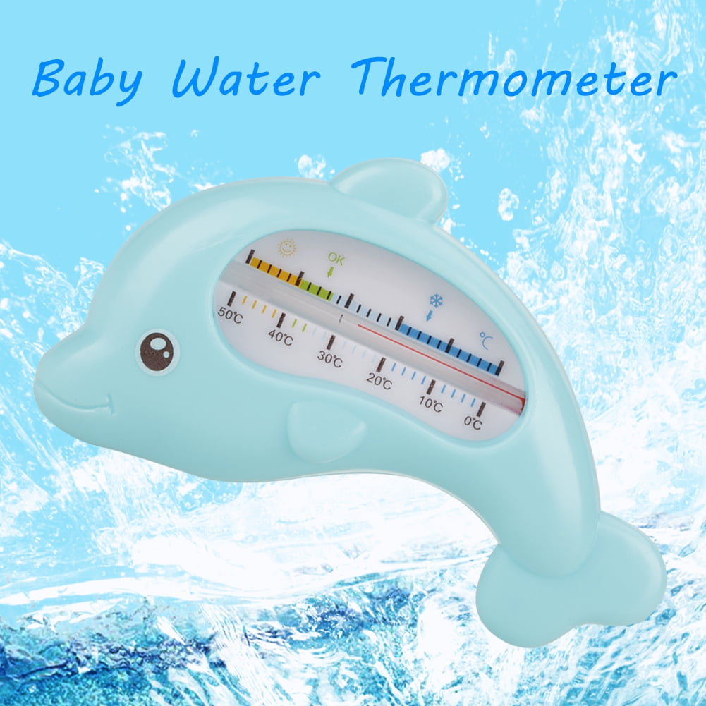 Blue Dolphin Cute Dolphin Floating Bathing Infants Animal Safety Thermometer Bathtub Toy Bath Care Baby Bath Thermometer 