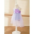 thumbnail image 3 of Miutii Kids Girls Spaghetti Strap Shiny Sequins Lyrical Ballet Dance Leotard Irregular Hem Dress Dancewear Purple 4-5, 3 of 7