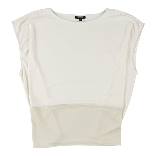 Alfani Womens Seamed Sleeveless Blouse Top white 2XL