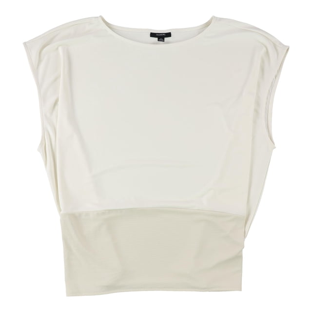 Alfani Womens Seamed Sleeveless Blouse Top white L